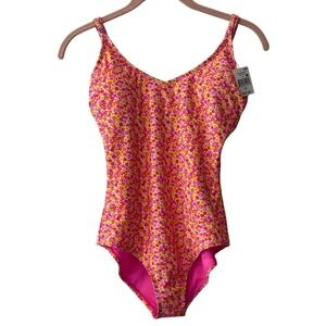 Bingo Surf Floral Forget Me Not Pink One Piece Swimsuit‎ XS NWT